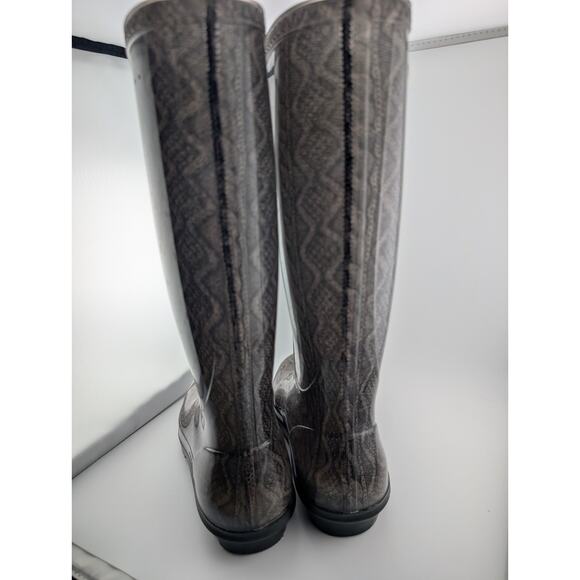 Ugg Rain Boots Size 7 Knee High Women's Gray Cable Knit Pattern Rubber - Picture 5 of 11